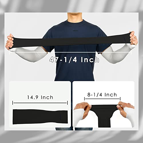 Achiou Arm Sleeves for Men Women, Sun Sleeves UV Protection Cooling Sports - color: 3 Pairs: Black