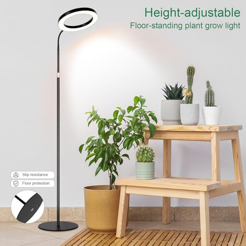LBW 10.2" Halo Grow Light with Stand, 68" Tall Full Spectrum Growing Lamp - color: 10.2" Jumbo Black, size: 1-Head