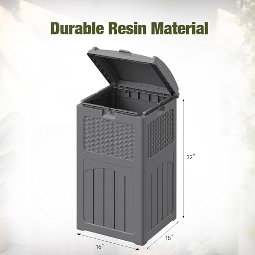 Devoko 33 Gallon Outdoor Trash Can with Dual Lid, Hideaway Garbage Bins,2Pc - color: Gray, size: 2 Pack