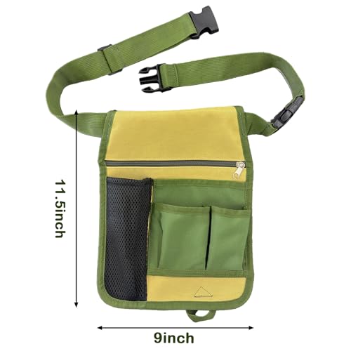 Heavy-Duty Garden Tool Belt Pouch, Multi-Pocket Canvas Utility Waist Bag with Adjustable Strap, Waterproof Tool Fanny Pack for Gardening, Carpenter, Electrician, DIY Work