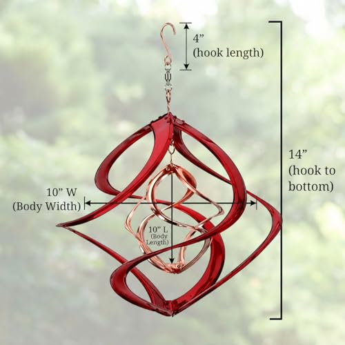 Red Carpet Studios The Original Cosmix Deluxe Helix Wind Spinner, Medium14-Inch, Double Red & Copper - color: Double Red & Copper, size: Medium 14-Inch