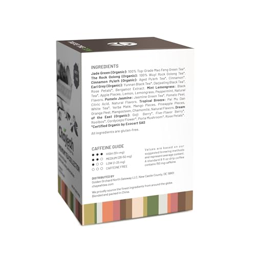 ChaYeah, Premium Tea Collection, 16 Whole Leaf Tea Bags, 8 Assorted Flavors