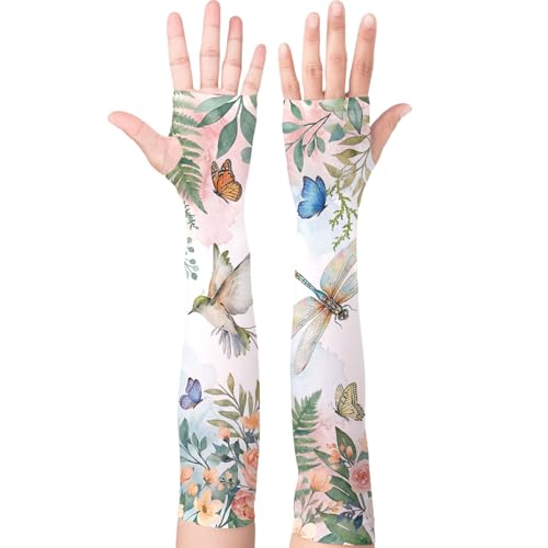 YPHCDO Gardening Sleeves for Women Sun Protection Cooling Arm Sleeves - color: Green White