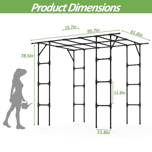 Grape Vine Trellis,Heavy Duty Metal Plant Support Trellis-96L*62 * 79H in - size: 95.7(L)*61.6(W)*78.5(H) in