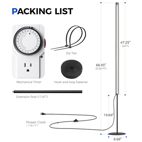 Barrina T1S Vertical Grow Light, 65W 5000K Full Spectrum, 5FT-5.6FT Height - color: Black-5000k, size: 5-5.6FT