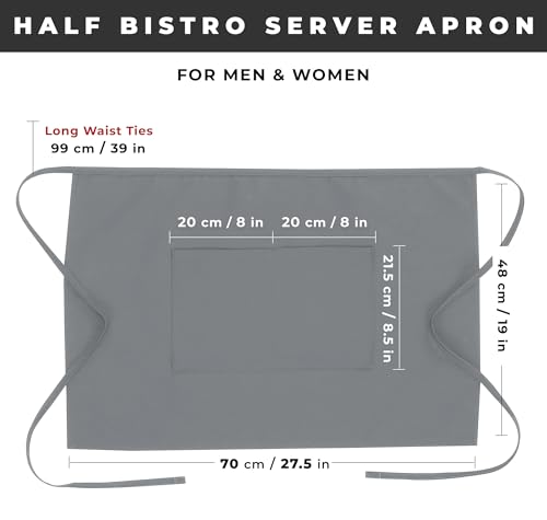 Chef Works Unisex Half Bistro Server Apron - color: Gray, 1 Pack