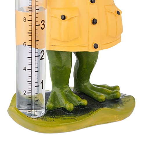 Relaxdays Rain Gauge Frog, Weatherproof, Indicator, H x W x D: 19 x 10.5 x
