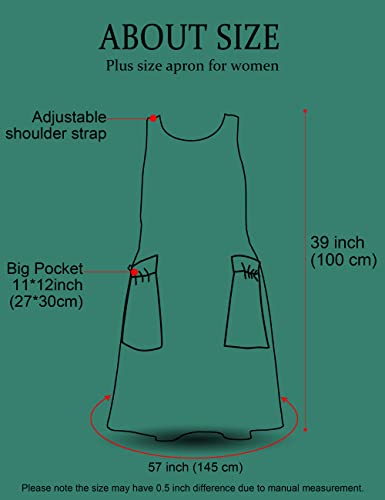 Big Plus Size Aprons for Women with Pockets Cotton Linen Baking Kitchen Cooking - color: Black Stripes