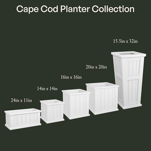 Mayne Cape Cod 14in Self-Watering Square Planter, White - color: White, size: 14in