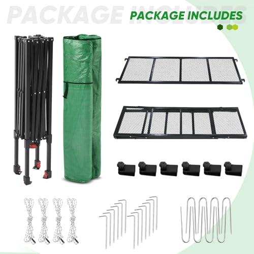 EAGLE PEAK 7x7 Easy Setup Pop Up Greenhouse, 2 Folding Shelves, Clear/Green - color: Clear/Green, size: 7x7