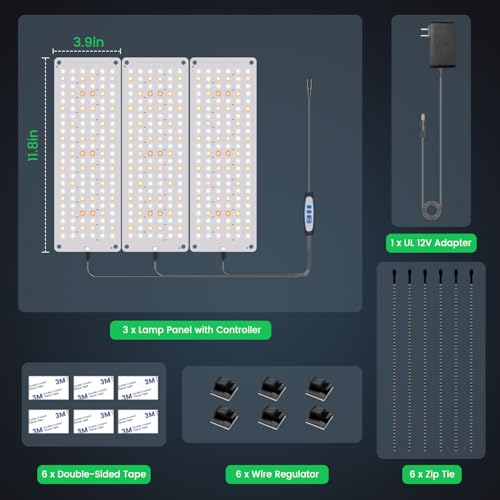 Garpsen Plant Light for Indoor Growing, Full Spectrum for Seedling, 3Panels - size: 3Panels