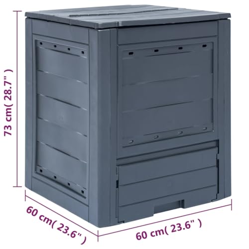Plastic Compost Bin with Split Lid, 68.7 Gal Outdoor Garden Composter Gray, Square Waste Container for Leaves and Lawn Clippings