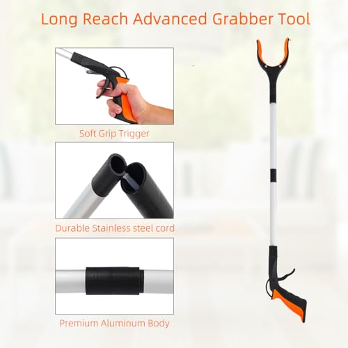 Grabber Reacher Tool, 2 Pack 32" Foldable Lightweight Trash Claw Grabbers