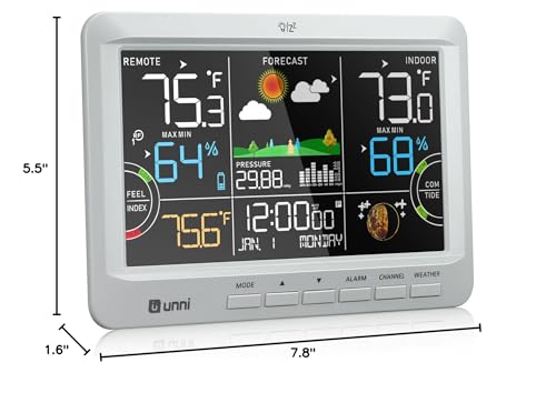 Weather Station Indoor Outdoor Thermometer Wireless Atomic Clock Grey - color: Grey