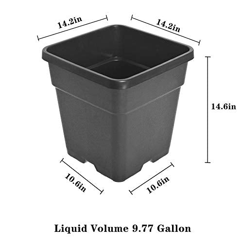 10 Gallon Square Nursery Pots Plant Pots Growing Pots Nursery Container for Planting Soil Plants 10Pcs - color: Black, size: 10 Gallon
