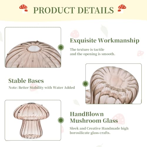 Glasseam Mushroom Plant Propagation Station, Small Glass Propagation Vases - color: Amber, size: 5
