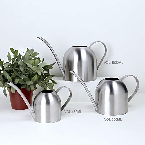 Watering Can for Indoor Plants, 30oz Long Spout Stainless Steel - size: Silver 30 oz