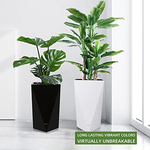 Dexceder 20 Inches Self Watering Tall Planter (Black) - color: Black, size: 20