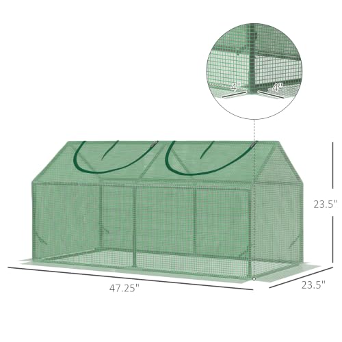 Outsunny 4' x 2' x 2' Portable Mini Greenhouse, Small Green House, Green - color: Green, size: 4' x 2' x 2'