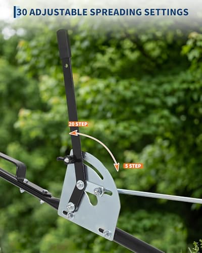 Tow Behind Broadcast Spreader, 130LBS Capacity, Universal Hooks Tow/Push Garden Spreader Fit for UTV, ATV & Most Tractors, 30 Adjustable Settings, 9.8 ft Spreading Width, Lawn Spreader for Seed, Ferti - size: 125 LBS