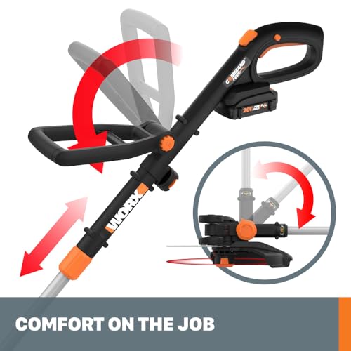 Worx 20V 12" 3-in-1 Cordless String Trimmer/Lawn Edger/Mini Mower, WG170.2 - style: 3 in 1 Trimmer w/(1) Battery & 2.0Ah Charger