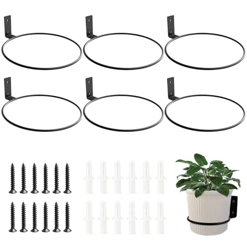 8 Inch Wall Mounted Plant Holder,Plant Wall Mount,Flower Pot Holder for Outside,Wall Planters for Indoor Plants (6 Pack) - size: 8 lnch-6Pack