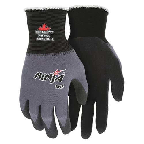 MCR Safety N96790XS Ninja Work Gloves, X - Small, Gray, 1-Pair - size: X-Small