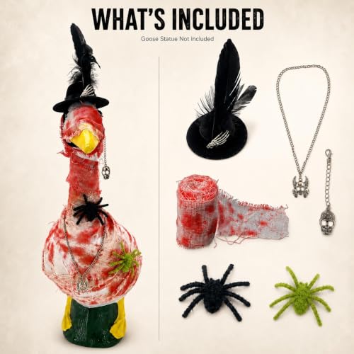 Halloween Porch Goose Outfit, Mummy Costume Set for 23-Inch Goose Statue - color: Mummy