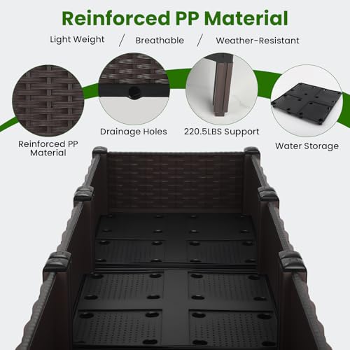 4Pcs Plastic Raised Garden Bed,62.4"×15.6"×14.4" Elevated Wicker Planter Box with Self-Watering System, Plants Garden Boxes with Legs for Growing Fresh Vegetables,Fruit,Flowers and Herbs - size: 4 Boxes-62.4×15.6×14.4in