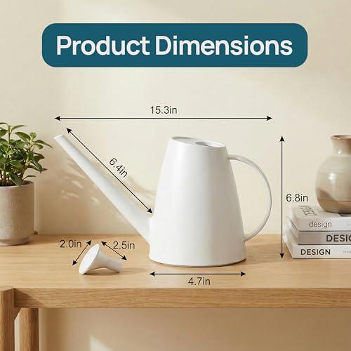 Modern 1.8 Liter Plastic Watering Can with Detachable Spout and Sprinkler Head, Designed for Controlled Pouring and Easy Handling, White - color: White