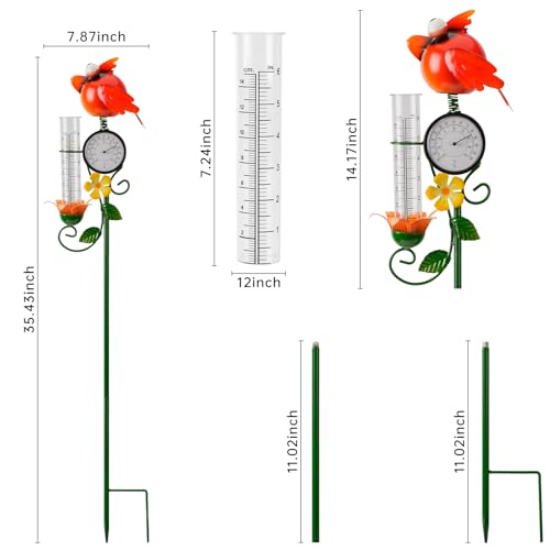 Joint Honglin Metal Adorable Bird Rain Gauge with Outdoor Temperature - color: Yellow