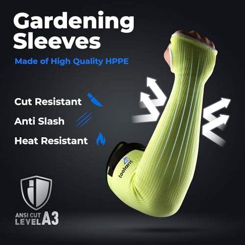 OriStout Cut Resistant Gardening Sleeves with Tumb Hole, Green, 1 Pair - color: Green (1 Pair) - Long, size: One Size