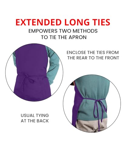 Utopia Kitchen Bib Aprons 2 Pack Adjustable With 2 Pockets - color: Purple
