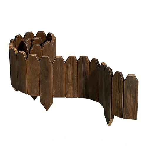 Wooden Garden Edging, Decorative Wood Fence Border Landscape Edging for Flower Bed Barrier Yard Lawn Pathway Tree, 7.9" H x 48" L (1 Pack) - style: 1pcs