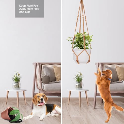 RIFNY Macrame Plant Hanger Indoor, Hanging Plant Holder, Brown, 3 PCS - color: Brown, size: 35 Inch 3pcs