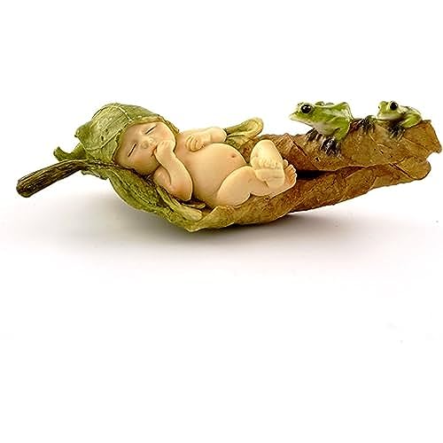 Top Collection Miniature Fairy Garden and Terrarium Statue, Sleeping Fairy Baby with Frogs - color: Sleeping Fairy Baby With Frogs