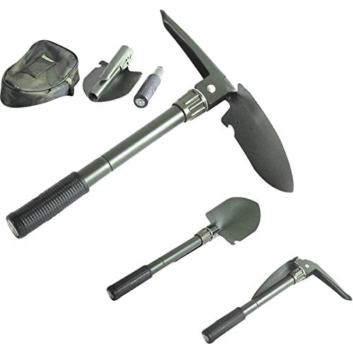 Folding Camping Survival Shovel with Pick 16" Garden Military Style Survival w/ Pick Tool & Case - size: 1 Pack