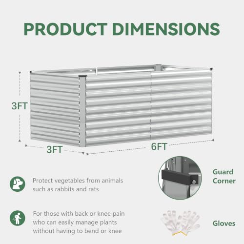 FOOWIN 6x3x3ft Raised Garden Bed Outdoor, Galvanized Steel Garden Beds - color: Silver, size: 6x3x3 FT-2PC