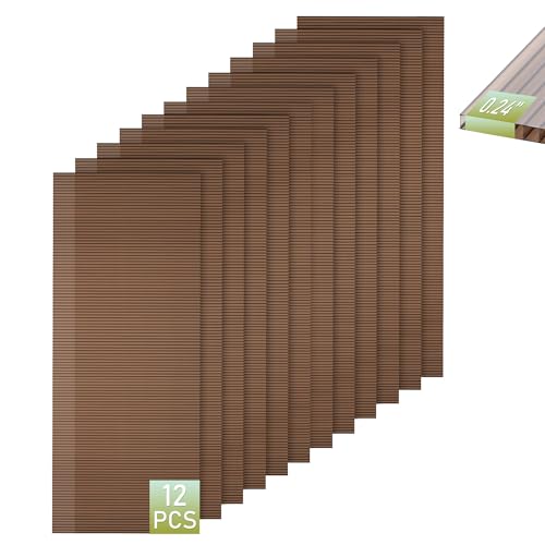 Bezseller 12 Pcs 5'x2' Polycarbonate Greenhouse Panels, 0.24" Brown - color: Brown, size: 0.24"丨12 Pcs