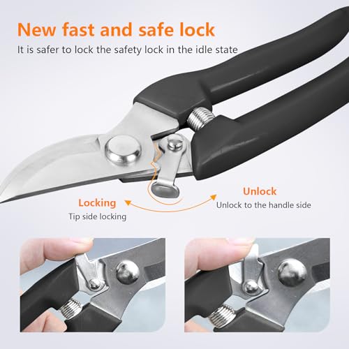Garden Scissors for Plant, Tip Pruning Shears for Cutting Flowers, Trimming Plants, Bonsai and Fruits Picking (Black Bypass Blade Pruner) - style: 1 Pc-Black
