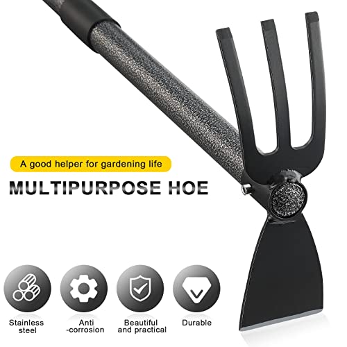 Hoe Garden Tool, 45 Inch Garden Hoe Long Handle for Weeding, Hoe Cultivator 2 in 1 Hand Garden Tools for Gardening Tools Planting