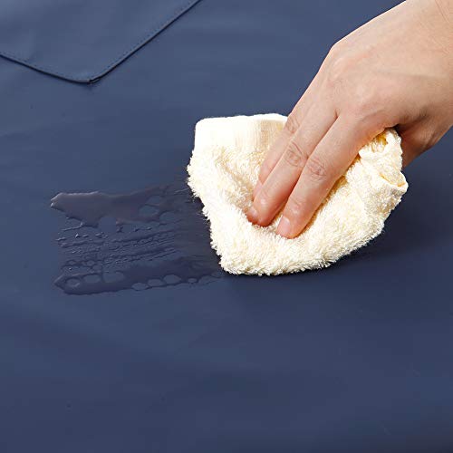 VWELL Waterproof Rubber Vinyl Apron W/ 2 Pockets - Lab Apron for DishWashing, Grooming 2Pack - color: Blue-with Pockets-2 Pack