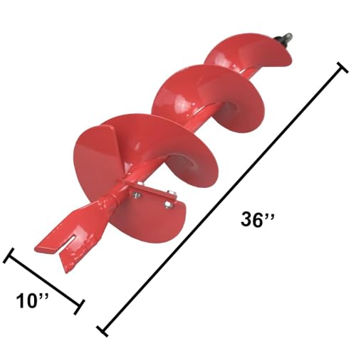 THUNDERBAY 10 Inch Diameter 36 Inch Long Earth Auger Bit with Fishtail Point for Decks, mailboxes, Fences, Tree Planting - color: w/o Patent Shock Spring, size: 10-Inch Diameter
