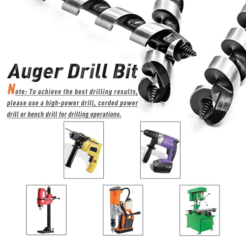 1/4 Inch x 6 Inch Long Ship Auger Drill Bit Set for Wood - size: 1/4"x6"