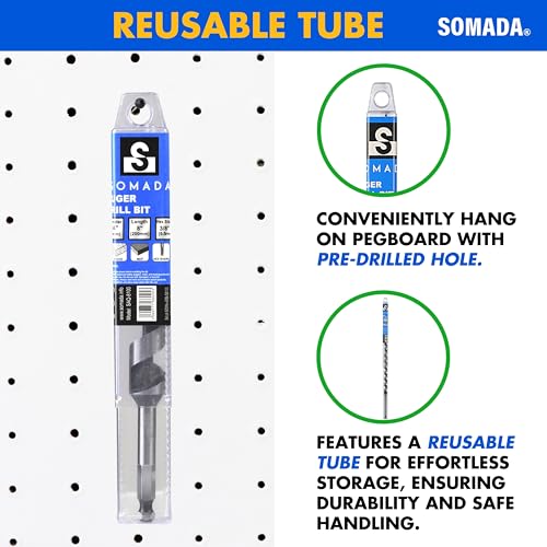SOMADA 3/4" x 8" Auger Drill Bit for Wood, Ship Auger Hex Shank - size: 3/4"x8" Silver