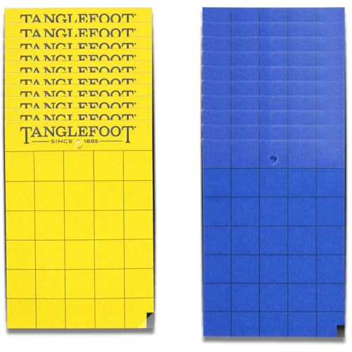 Tanglefoot Sticky Tangle-Trap Cards 20 Pack - 4"x6" – Double-Sided Yellow & Blue Hanging Traps for Garden, Plants & Greenhouse Use - size: 4"x6"