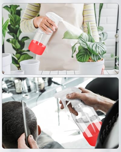 Glass Spray Bottles for Cleaning - 16 oz Spray Bottles with Silicone Sleeve - color: Red