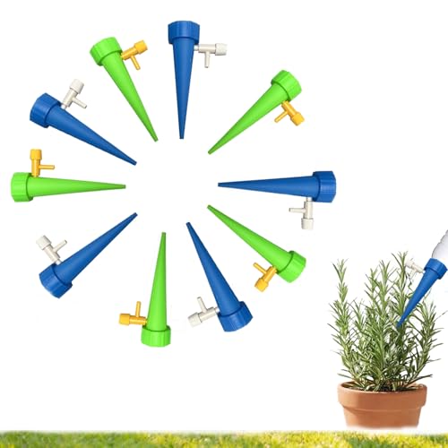 24 Pack Self Watering Spikes, Adjustable Flow Automatic Plant Waterer for Indoor Outdoor Plants, Fits Standard 1.1in Bottle Mouth, Vacation Drip Irrigation System - color: 12xGreen, 12xBlue