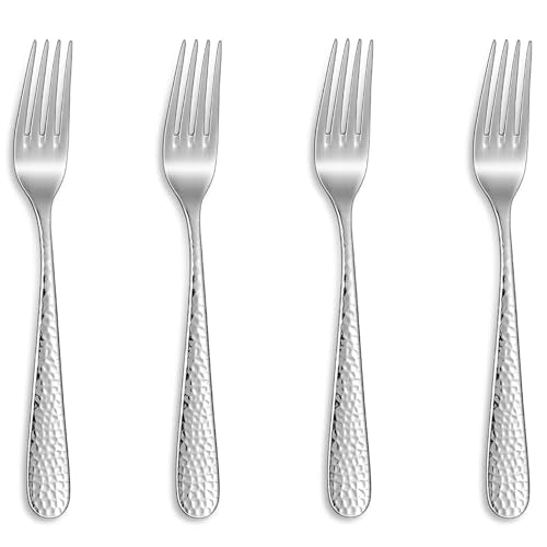 KEAWELL Premium Louise Hammered 4-Piece Fork Set (4, 7.28" Salad Forks) - size: 7.28" Salad Forks