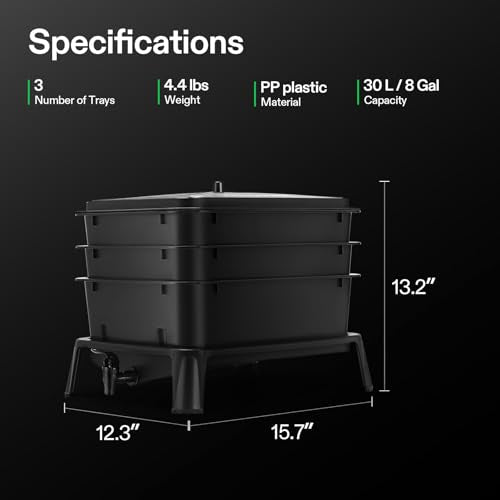 VIVOSUN 3-Layer Worm Compost Bin, 30L Worm Composter - size: 3-Layer